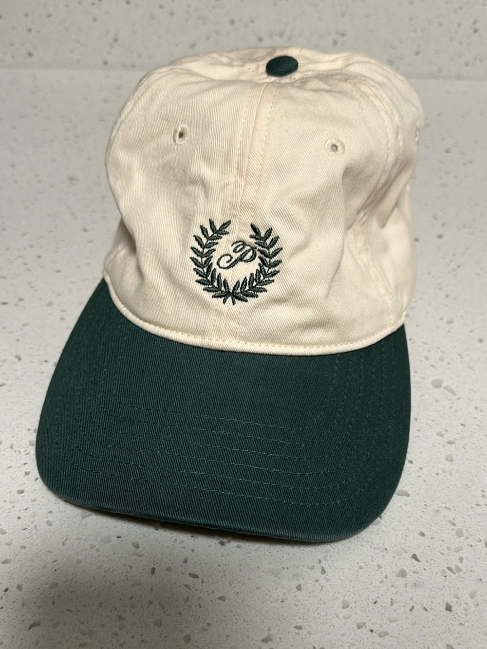 PINK Victoria's Secret Cream and Dark Green Baseball Cap